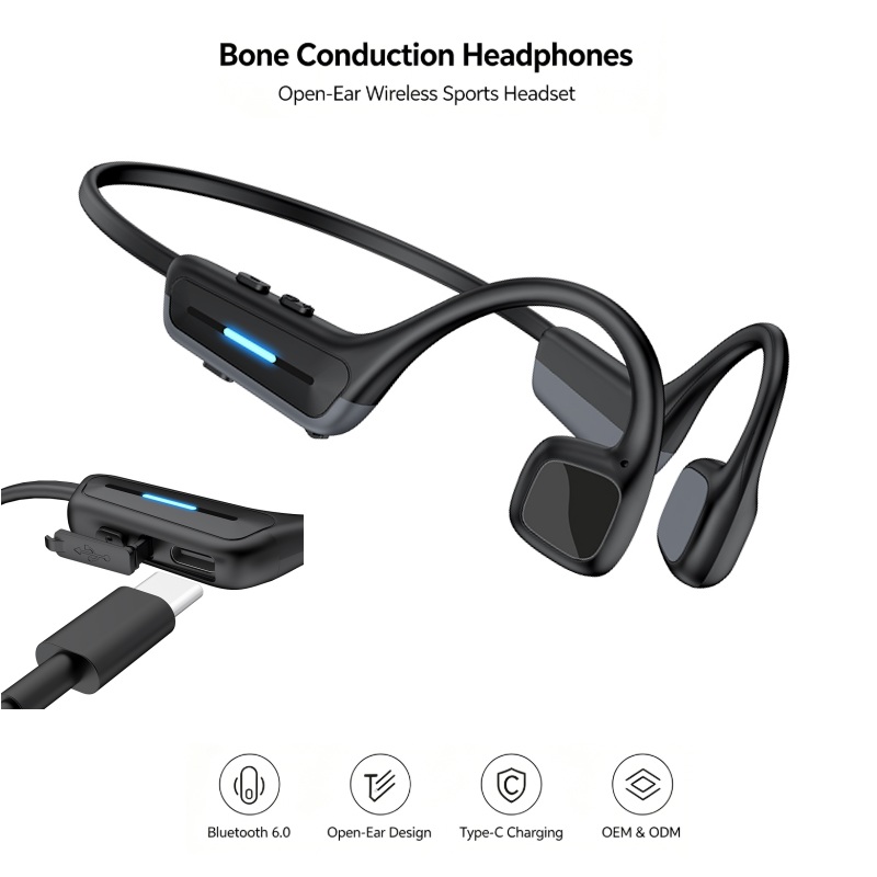 Bone Conduction Running Headphones - Open-ear hoofdtelefoon met beengeleiding, Bluetooth 6.0,
