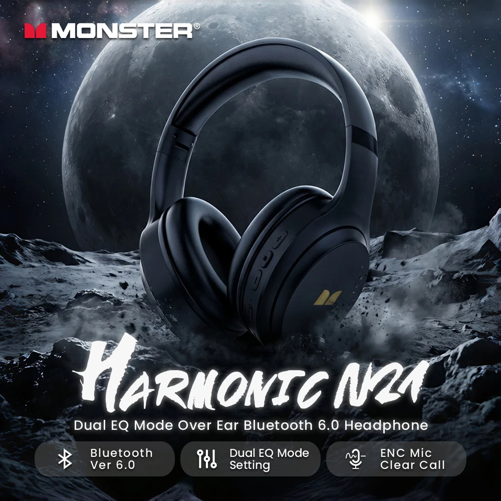 Anc Wireless Over Ear Headphones - Monster Harmonic N21 Bluetooth 6.0-hoofdtelefoon met