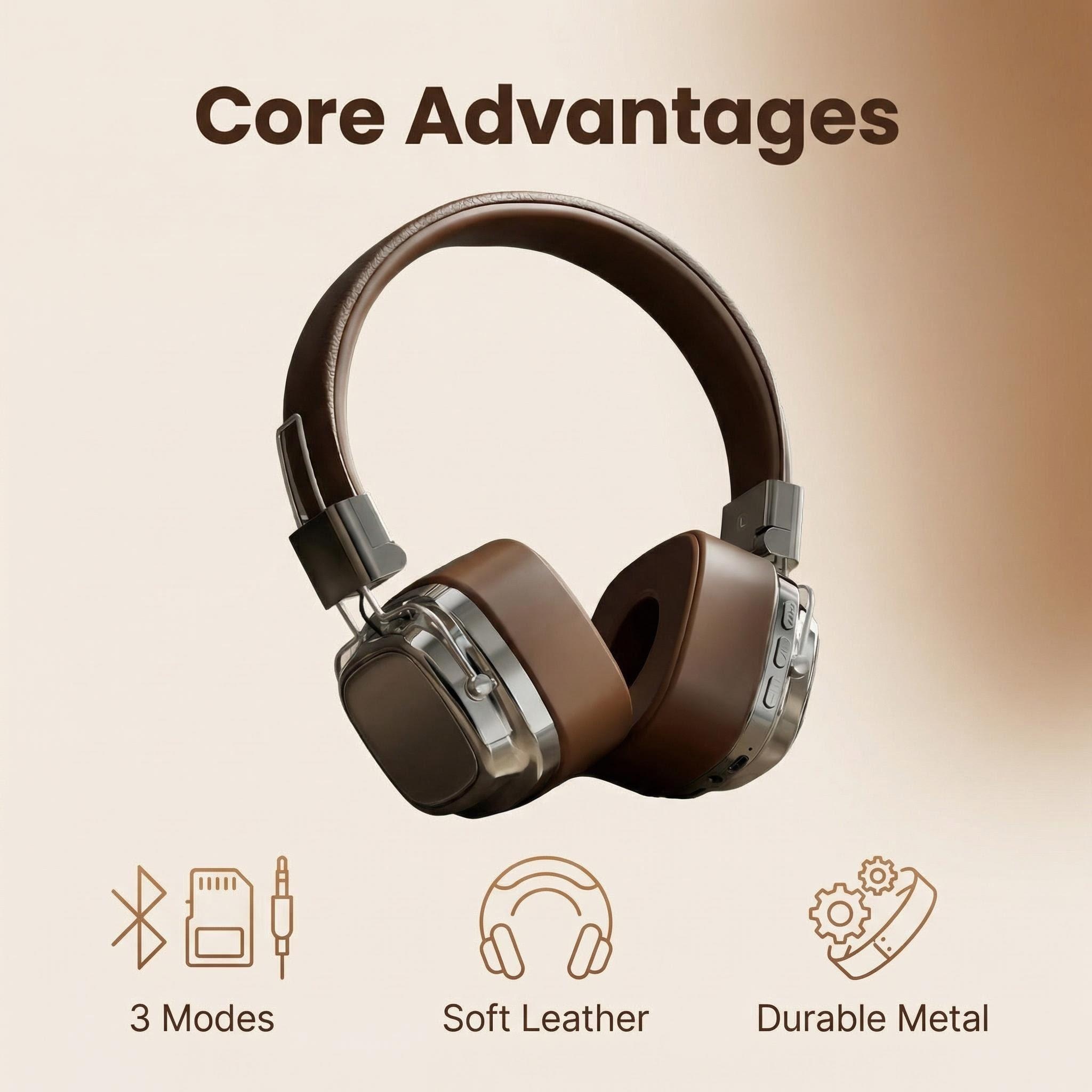 Retro lederen over-ear hoofdte - Anc Wireless Over Ear Headphones recensie en prijs