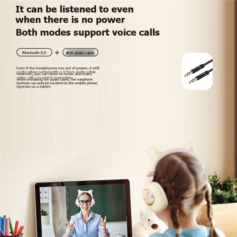 Opvouwbare draadloze Bluetooth - Cat Ear Bluetooth Headset Led recensie en prijs