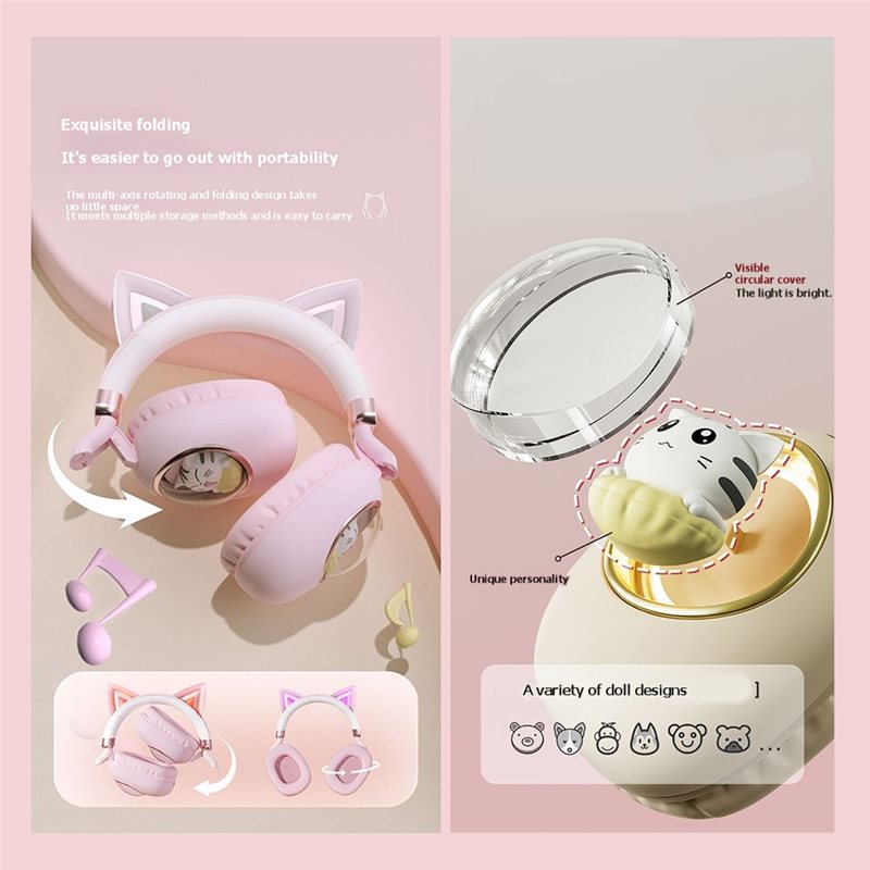 Opvouwbare draadloze Bluetooth - Cat Ear Bluetooth Headset Led recensie en prijs